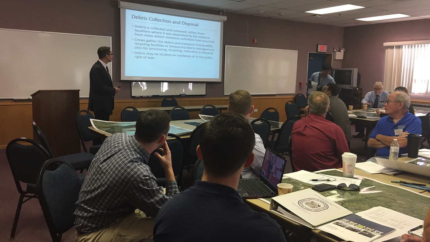 The purpose of the tabletop exercise was to evaluate the management of a major debris event at the local, county, and regional level.