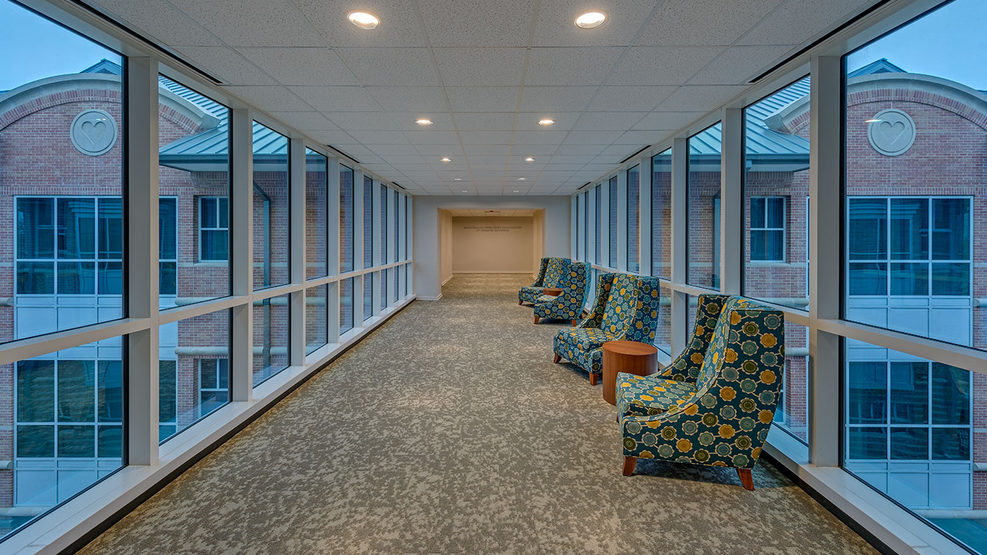 The addition features a skybridge that connects families from the treatment rooms to the 20 new bedrooms. 