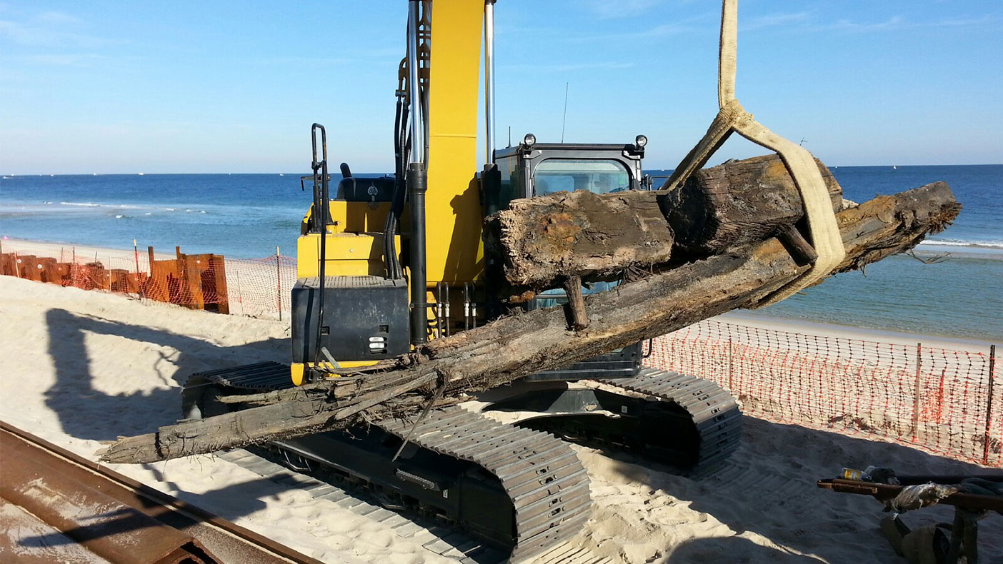 A mid-19th century sailing vessel was discovered during steel wall installation.