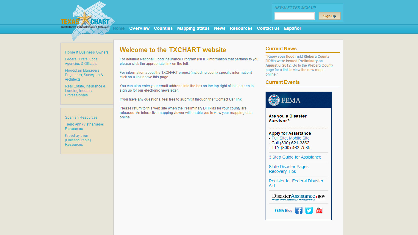 The TXCHART project results include a website that provides a project newsletter as well as a sign-up for users to receive email updates.