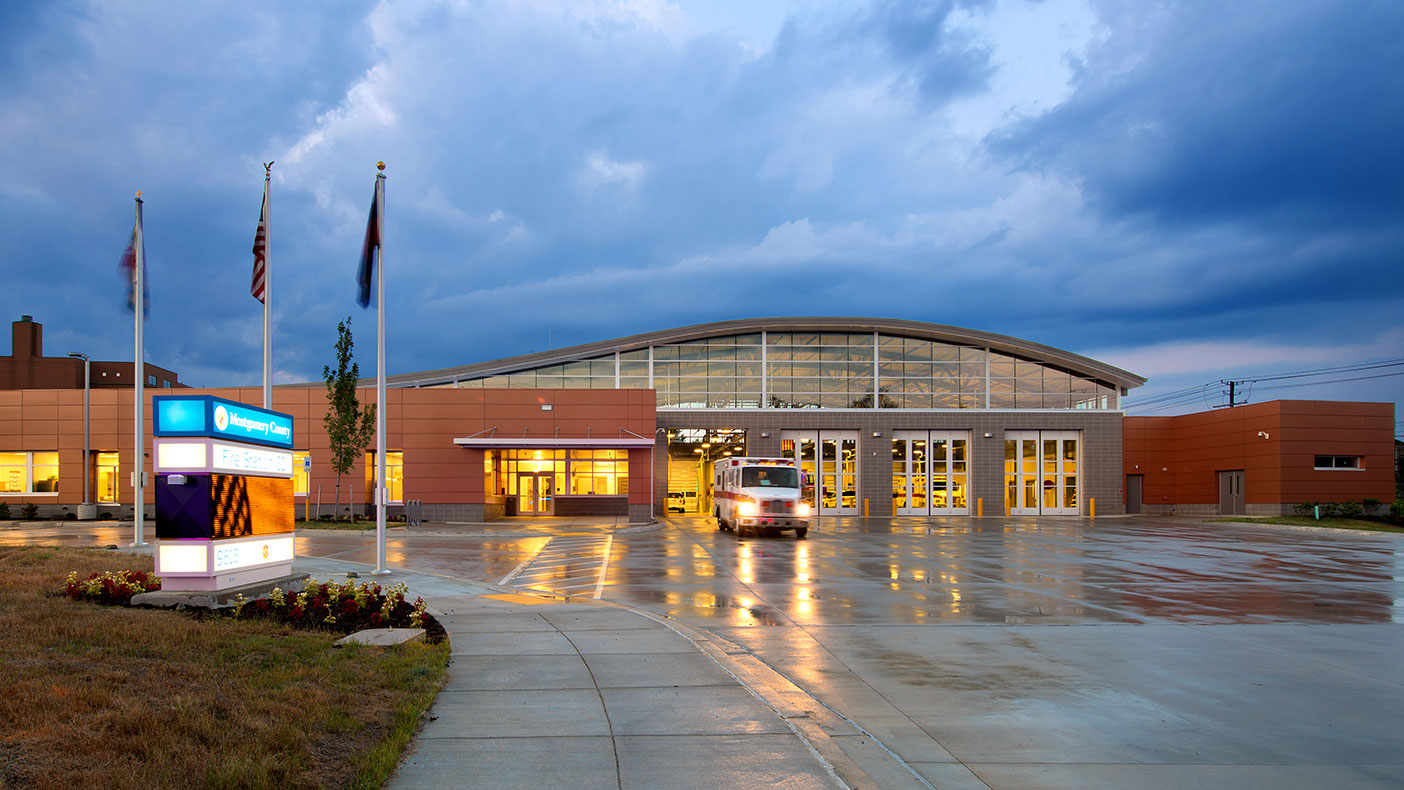 The fire station contains four bays and was designed to LEED Silver standards. 