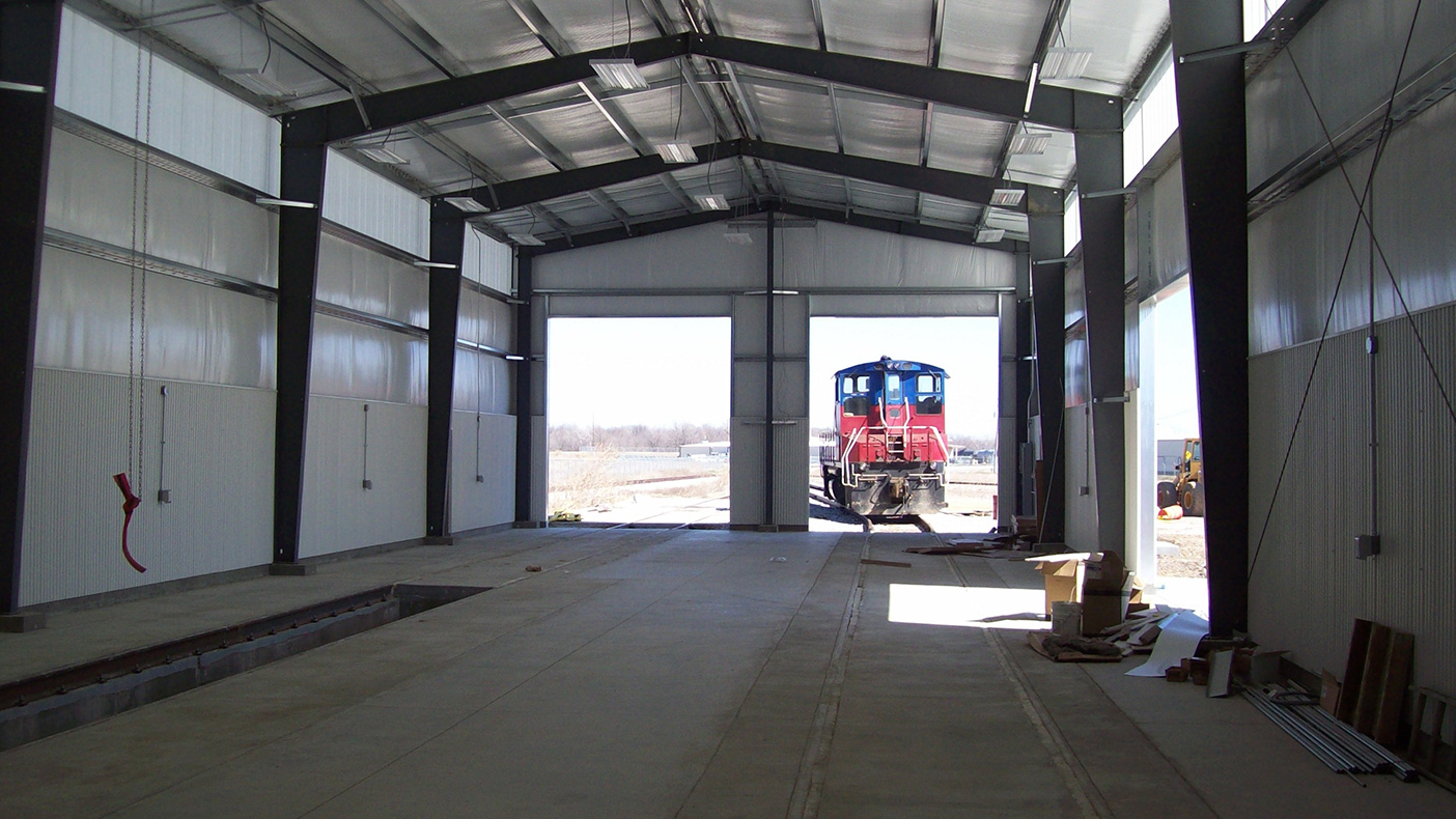 Constructed in 2012, the port's locomotive storage and maintenance building included 1,500 feet of track and was designed as part of the outbound loading system.