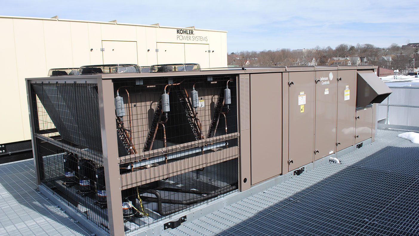 To maximize the data center’s floor space, two 30-ton externally mounted HVAC units and a 300-KW natural gas emergency generator were installed on a new 50-by-30-foot steel support frame.