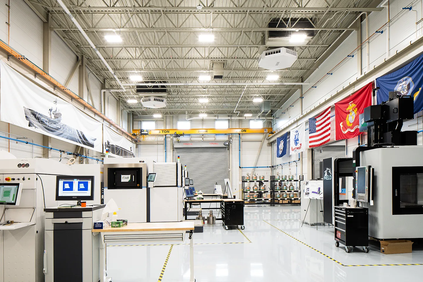 The high bay spaces can be used to reduce startup times and improve efficiencies while establishing permanent operations.