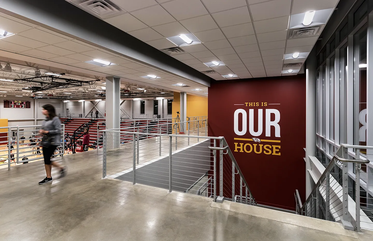 Seats in the Kohawk Arena are accessed from an upper level concourse which hosts concessions, restrooms, and seating areas.