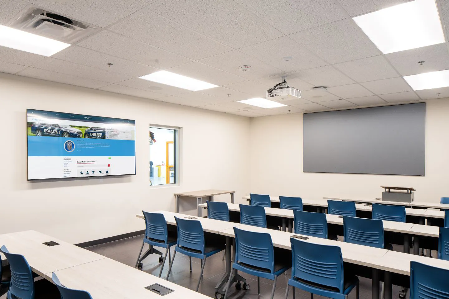 A publicly accessible classroom is present to host community forums.