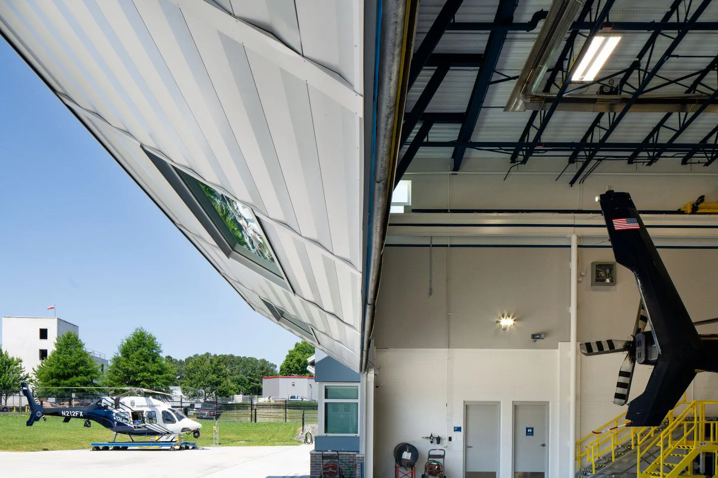 Workspaces are spread across the facility for all medical personnel and officers to utilize.