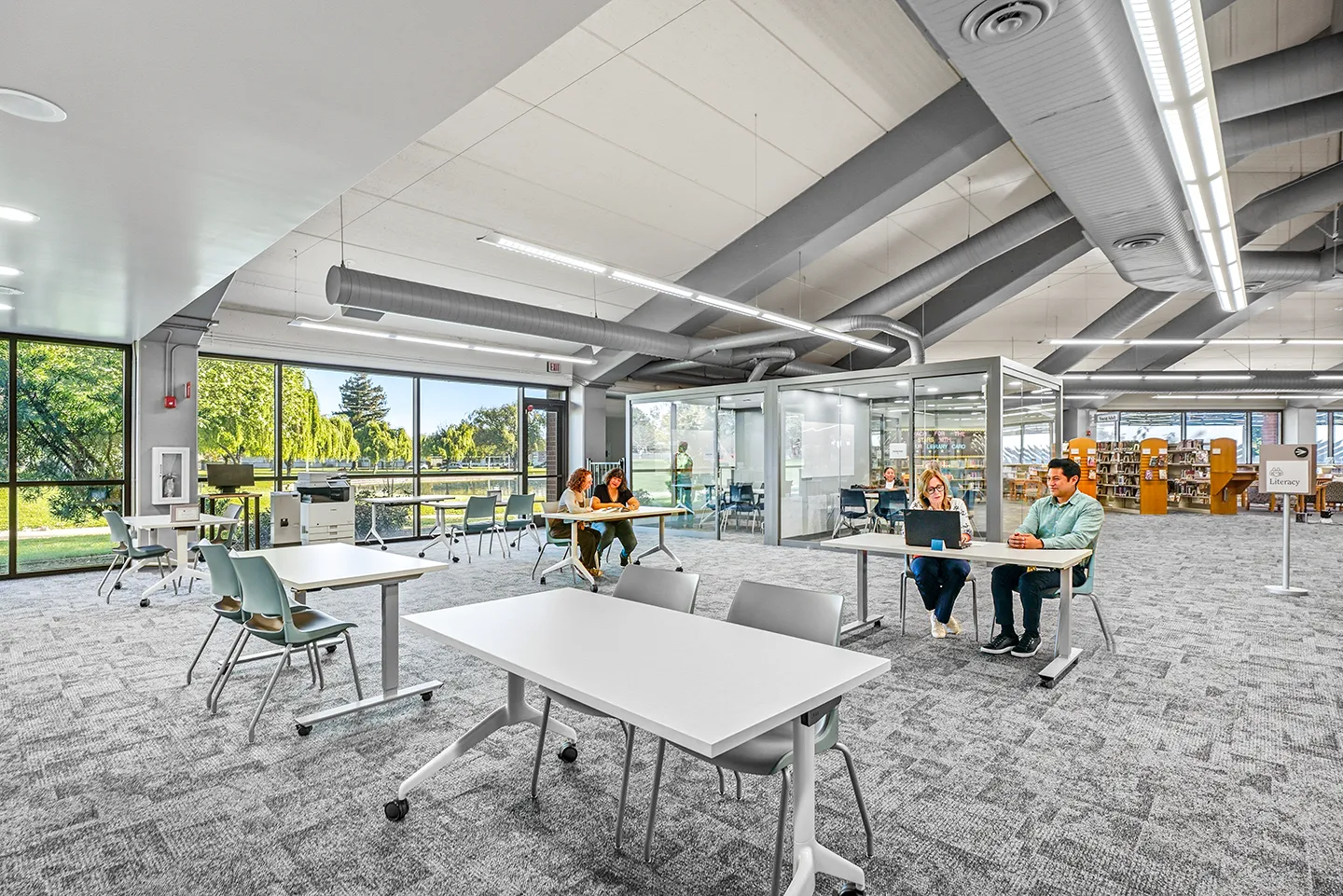 Staff use the space to engage students in tutoring, assessment, and outreach with the intent to improve literacy across their broad community.