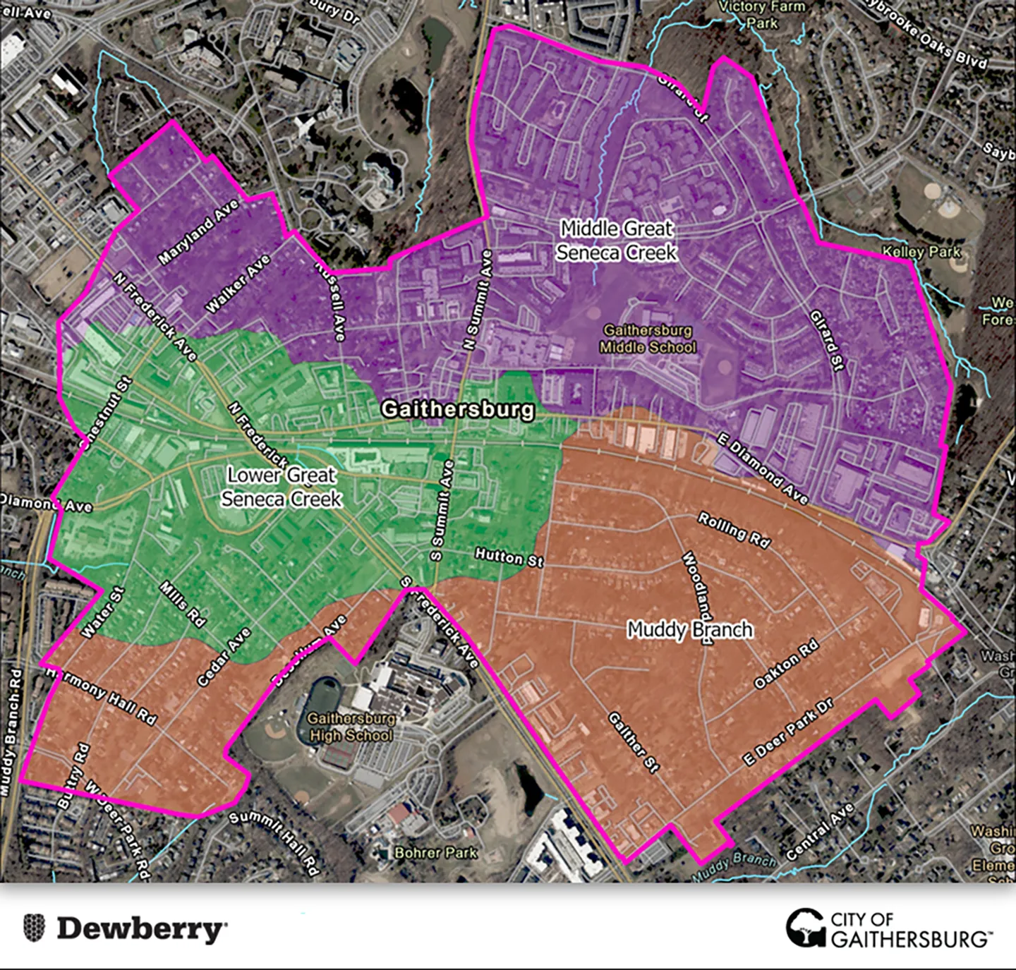 Map of the study area boundary and evaluated watersheds.