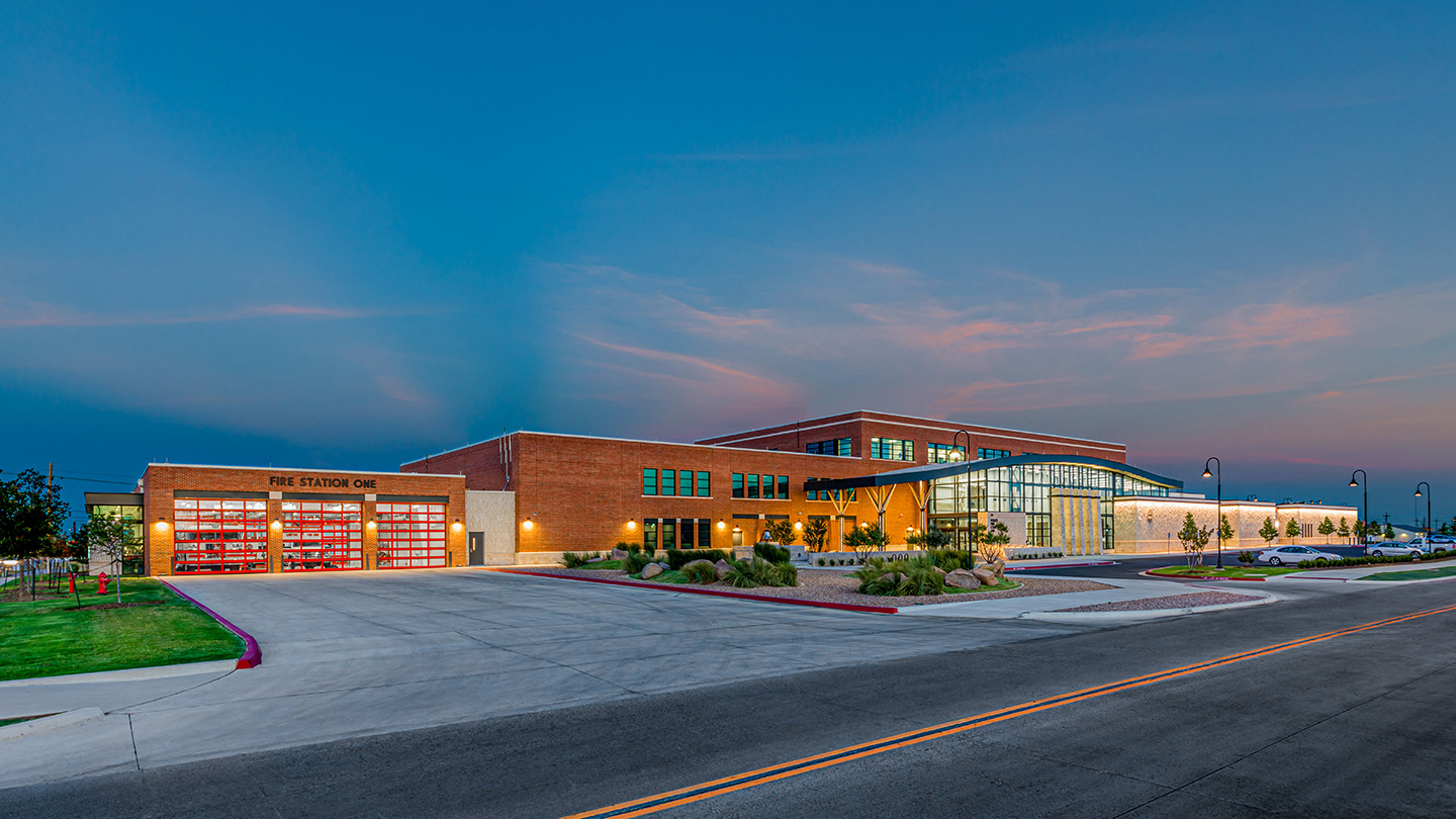 A comprehensive public safety facility designed to emulate the rolling Wichita Mountains for the City of Lawton including police, courts, jail, and fire.