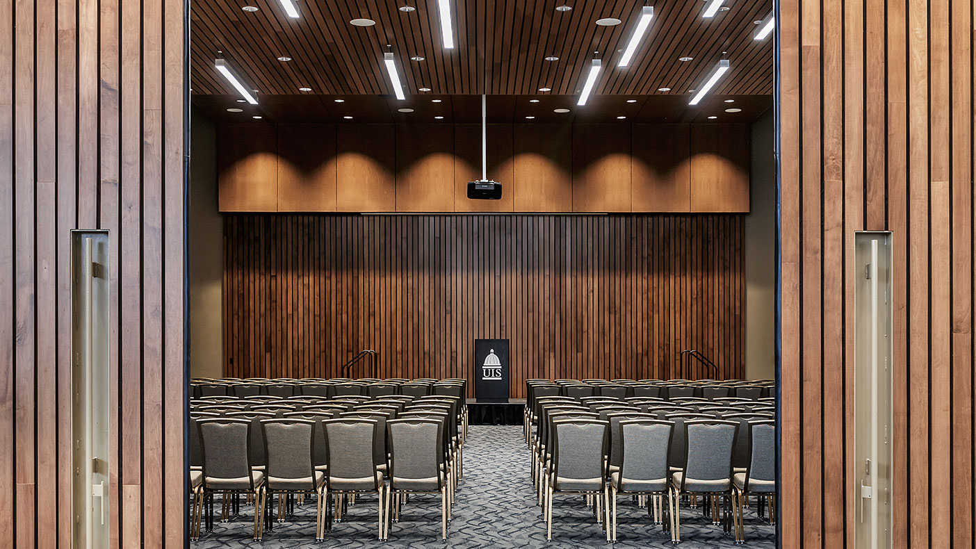 The second-floor ballroom and banquet hall is available for use by students and the greater community alike.