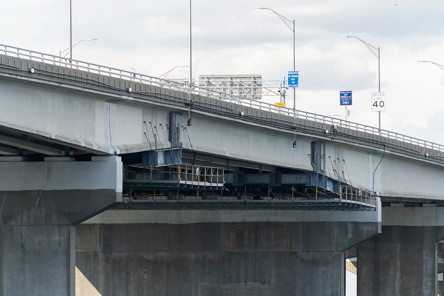 The design-build project included strengthening the navigational span girders and making them redundant for the Cross Bay Veteran Memorial Bridge.
