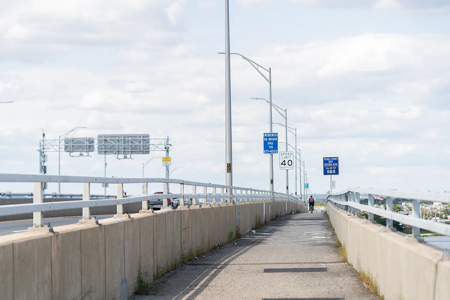 The walkway along the east side of the Cross Bay Veterans Memorial Bridge was repaved, restriped, and resigned for pedestrians and bicyclists.