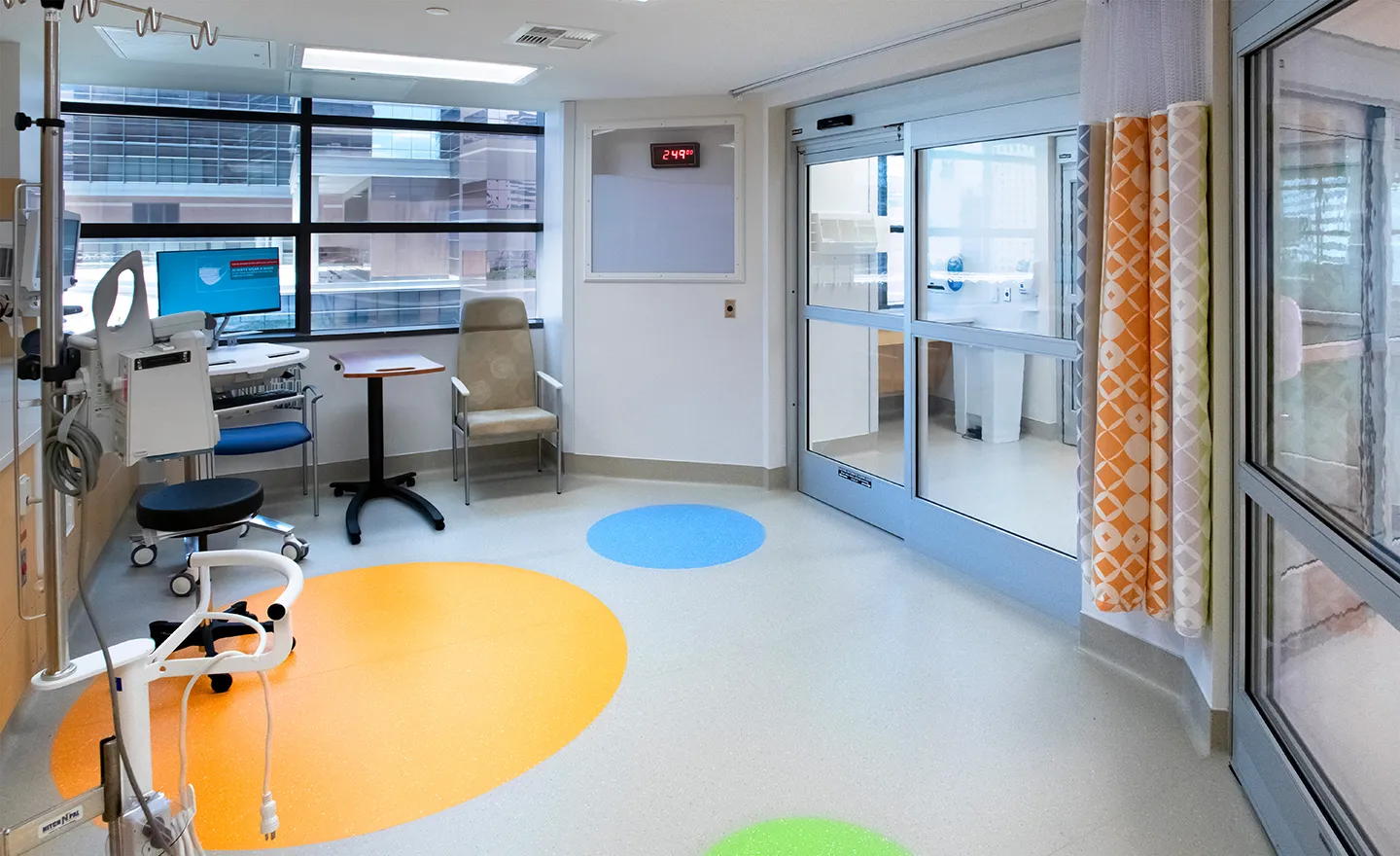 Isolated treatment rooms provide additional space for higher-acuity patients.